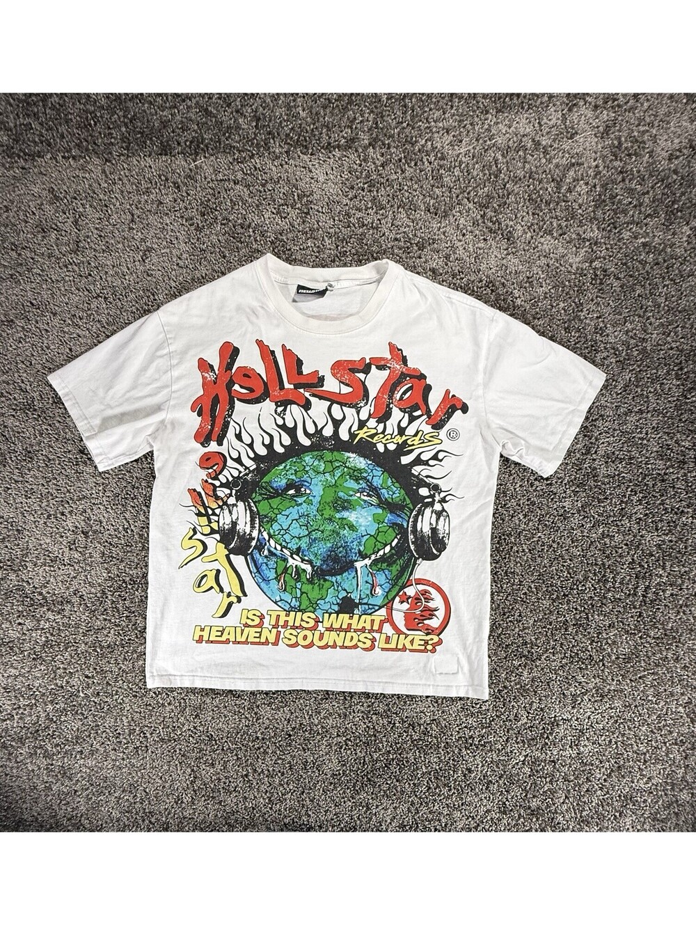 Hellstar Men’s Large White Cotton Crew Neck Short Sleeve Graphic Logo T-Shirt